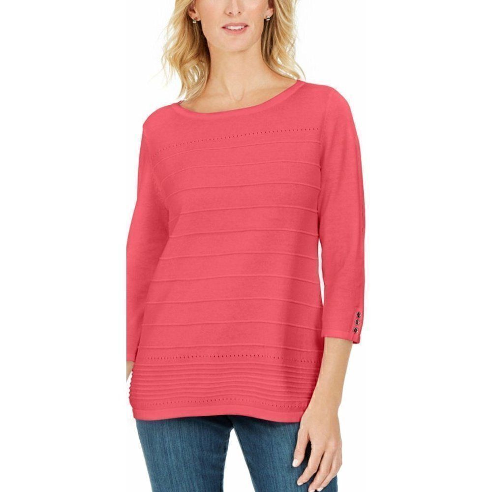 Karen Scott Lightweight 3/4 Sleeve Sweater Top S‎